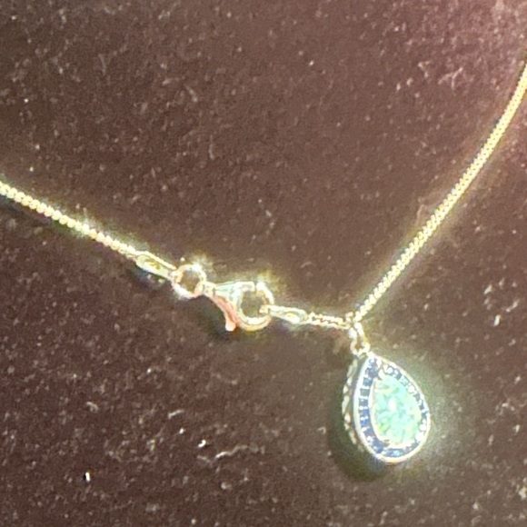 Sterling Silver Teardrop Opal Pendant with amethyst accents stones .  NWOT - Picture 10 of 14